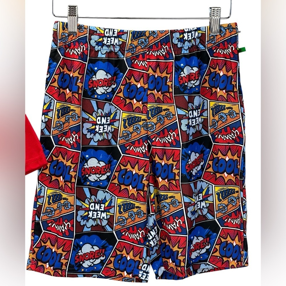 Max & Olivia Boys Comic Weekend Snore 2-Piece Pajama Set - Red Blue - size Large - Picture 4 of 15